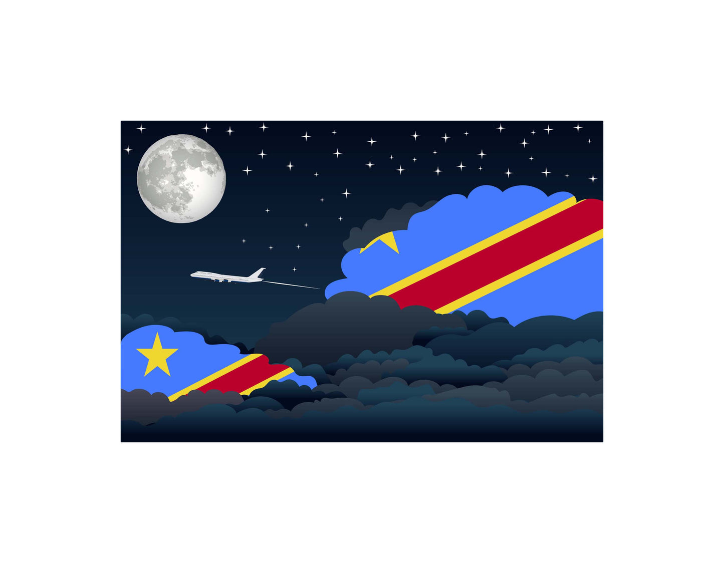 Congo, Democratic Republic of the Night Clouds Canvas Print Framed