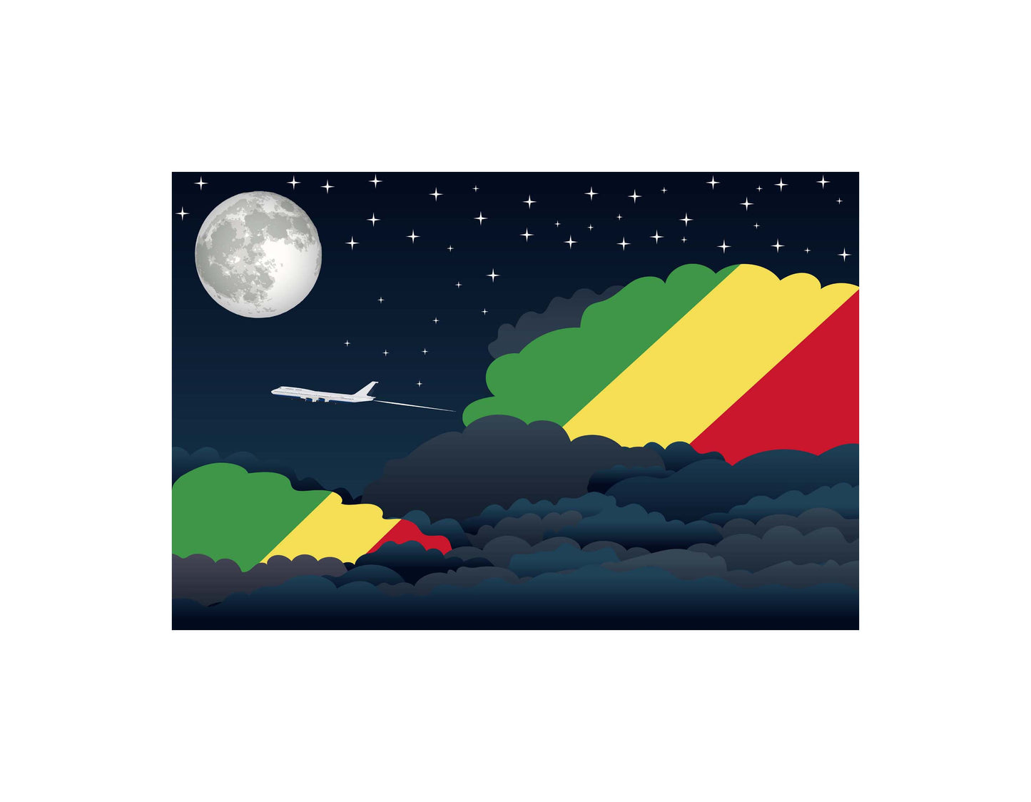 Congo, Republic of the Night Clouds Canvas Print Framed