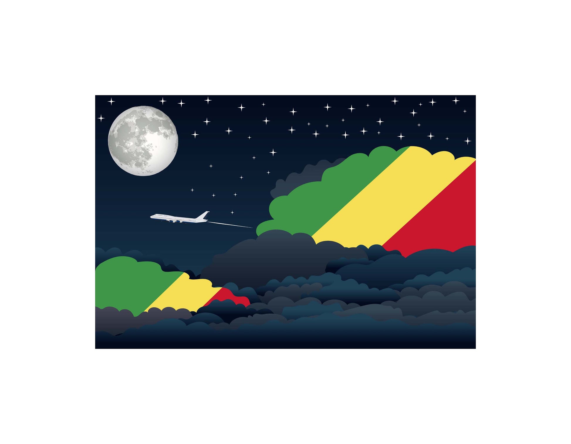 Congo, Republic of the Night Clouds Canvas Print Framed