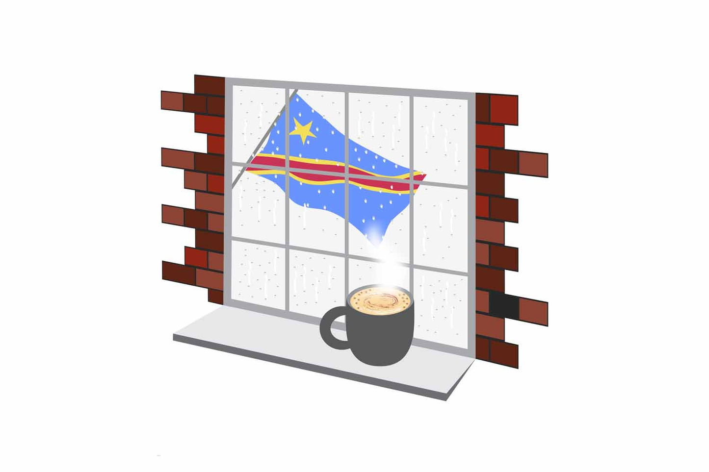 Congo Democratic Republic of the Coffee Rain Window Sticker