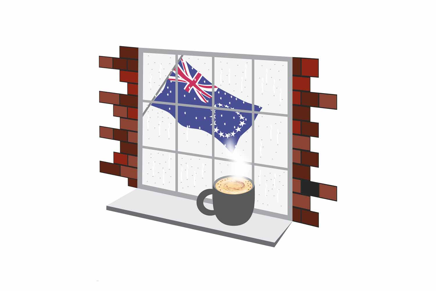 Cook Islands Coffee Rain Window Sticker