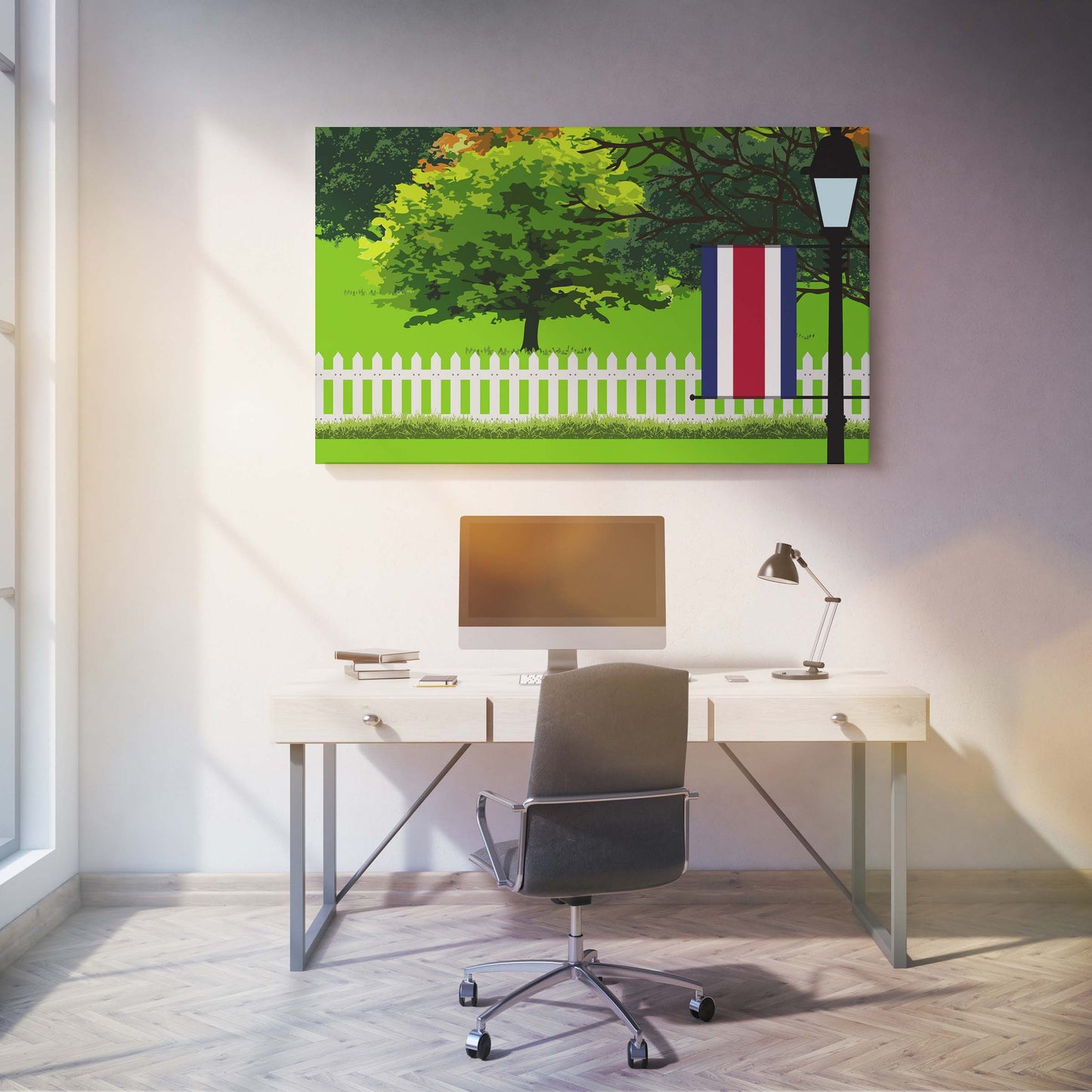 Costa Rica Trees Street Lamp Canvas Print Framed