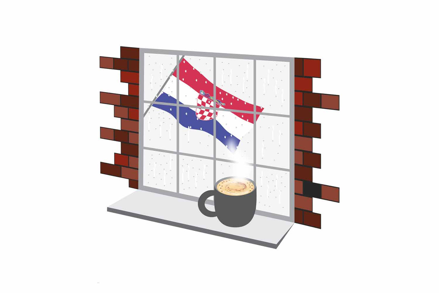 Croatia Coffee Rain Window Fridge Magnet