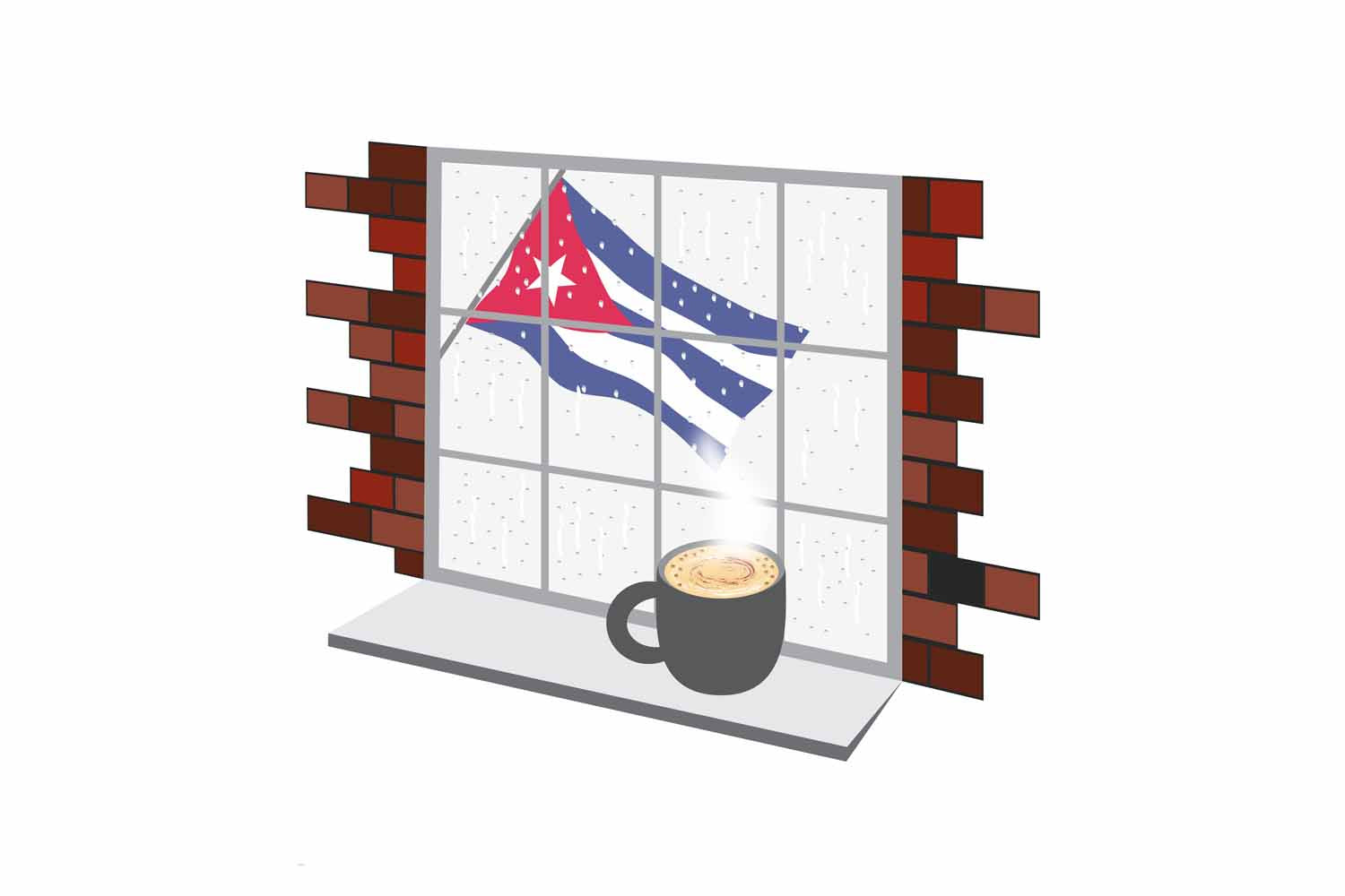 Cuba Coffee Rain Window Fridge Magnet