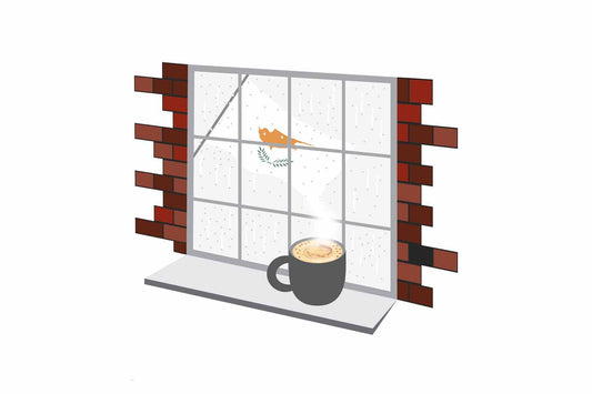 Cyprus Coffee Rain Window Fridge Magnet