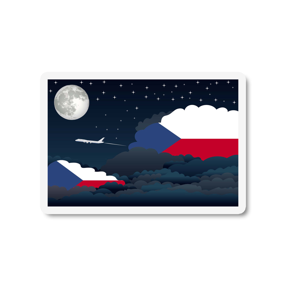 Czech Republic Night Clouds Sticker