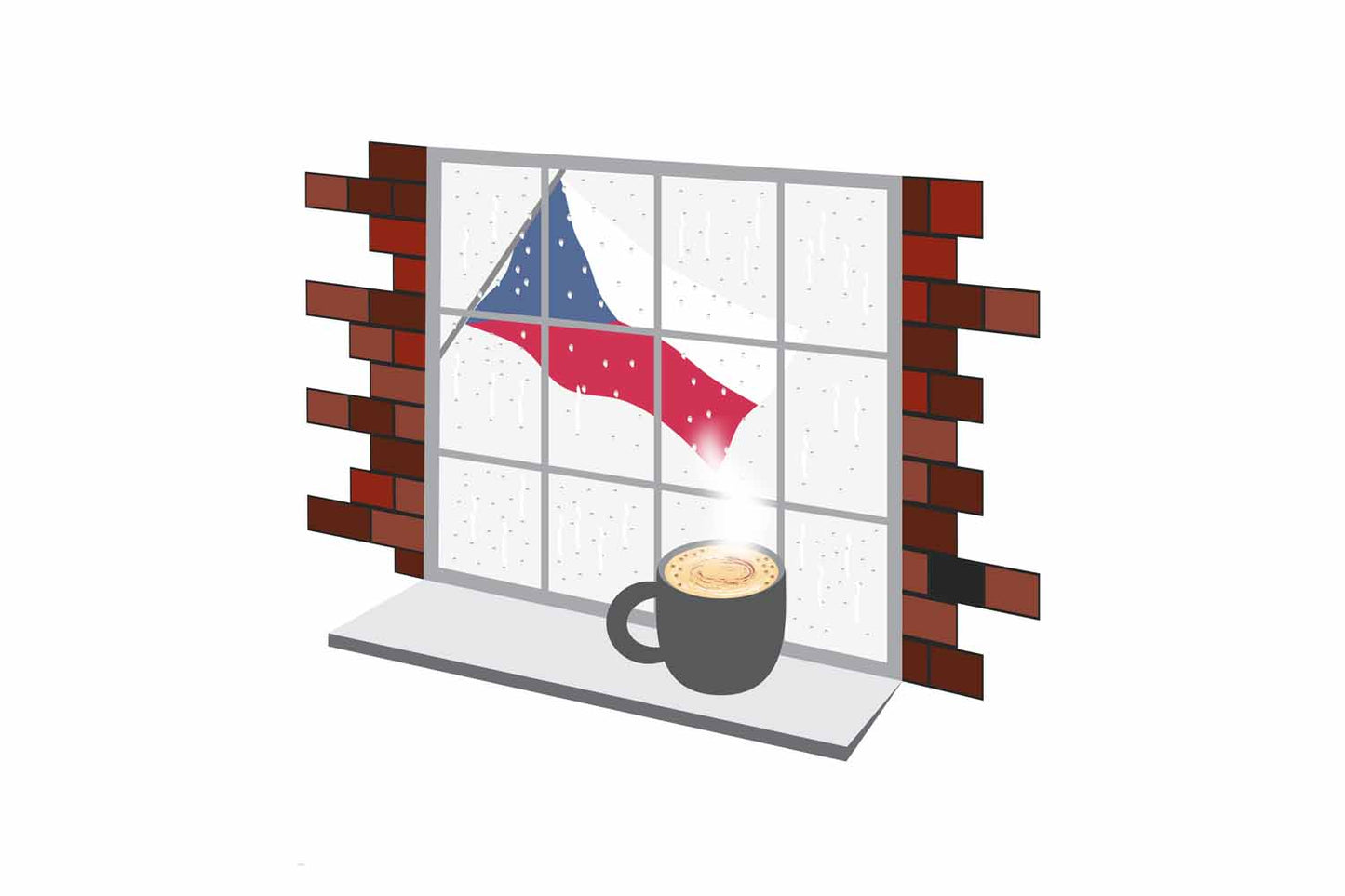 Czech Republic Coffee Rain Window Fridge Magnet