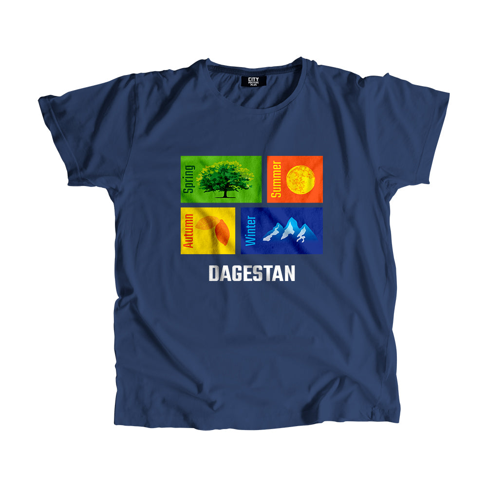 DAGESTAN Seasons Men Unisex T-Shirt (Navy Blue)