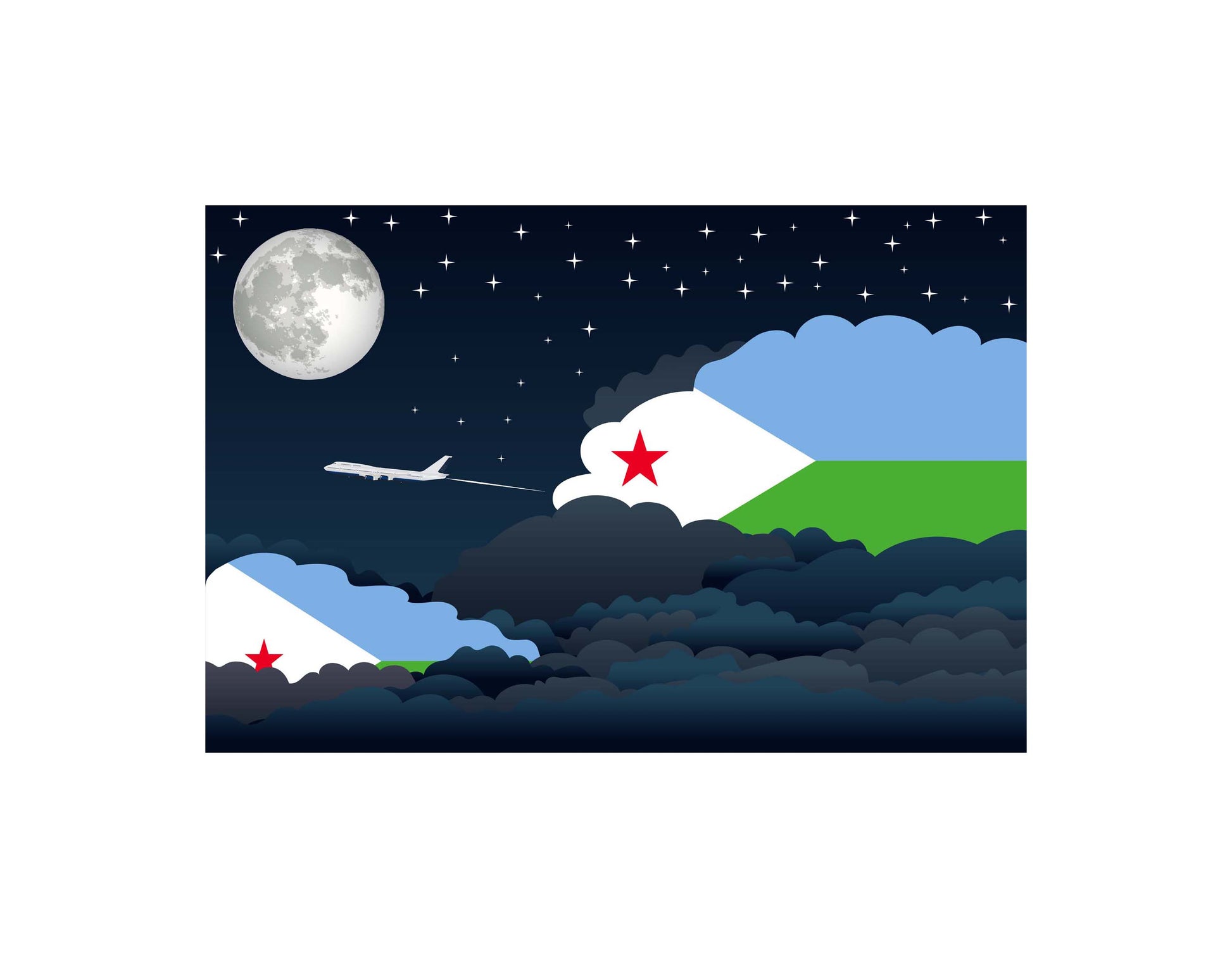 Djibouti Night Clouds Canvas Print Framed