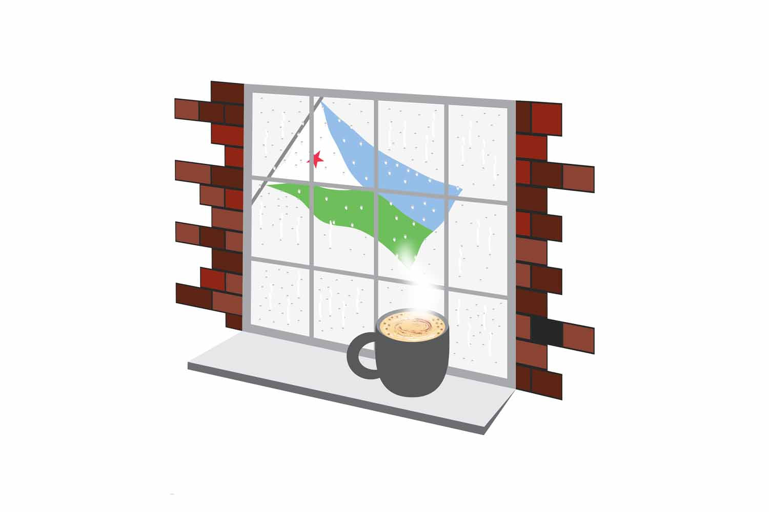 Djibouti Coffee Rain Window Fridge Magnet