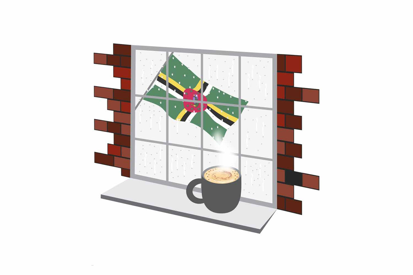 Dominica Coffee Rain Window Fridge Magnet