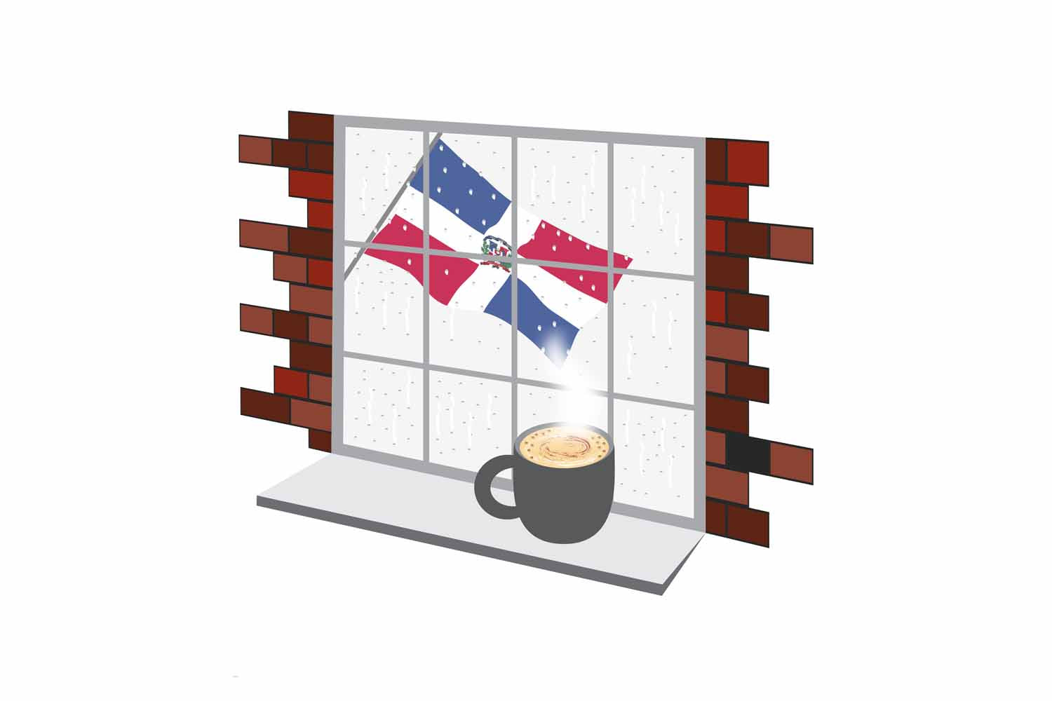 Dominican Republic Coffee Rain Window Fridge Magnet