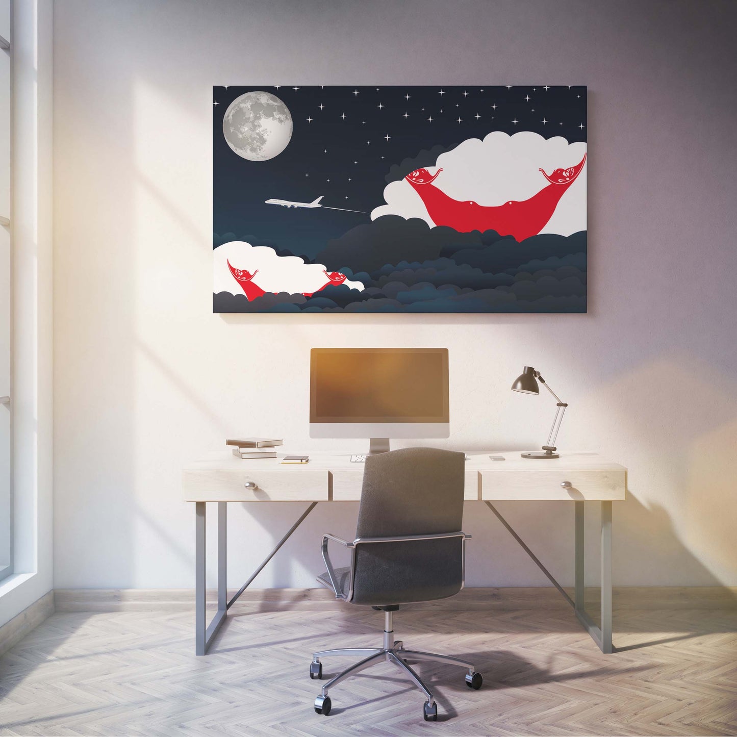 Easter Island - Rapa Nui Night Clouds Canvas Print Framed