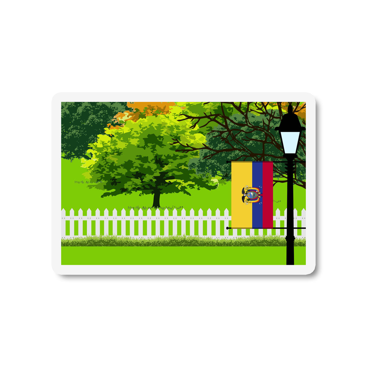 Ecuador Trees and Street Lamp Sticker