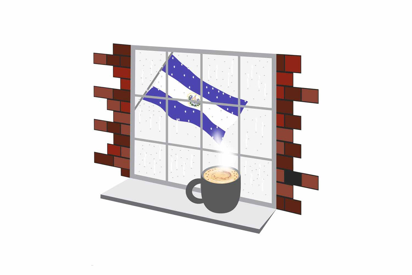 El Salvador Coffee Rain Window Fridge Magnet