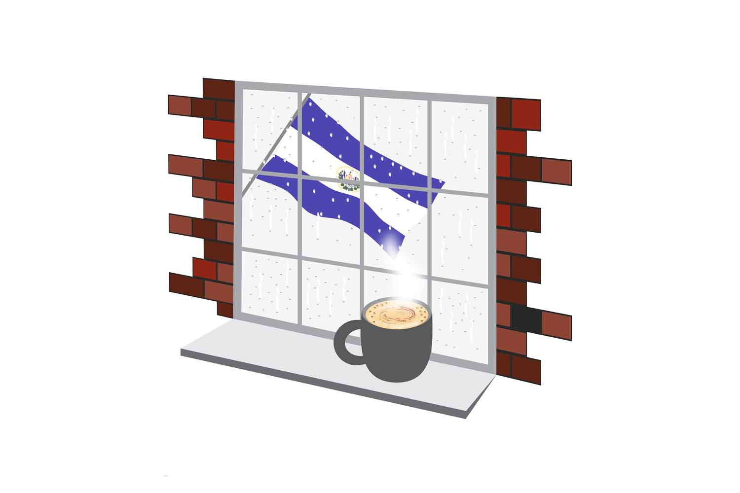 El Salvador Coffee Rain Window Fridge Magnet