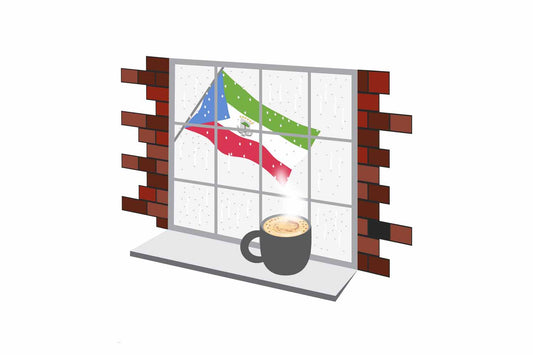 Equatorial Guinea Coffee Rain Window Fridge Magnet