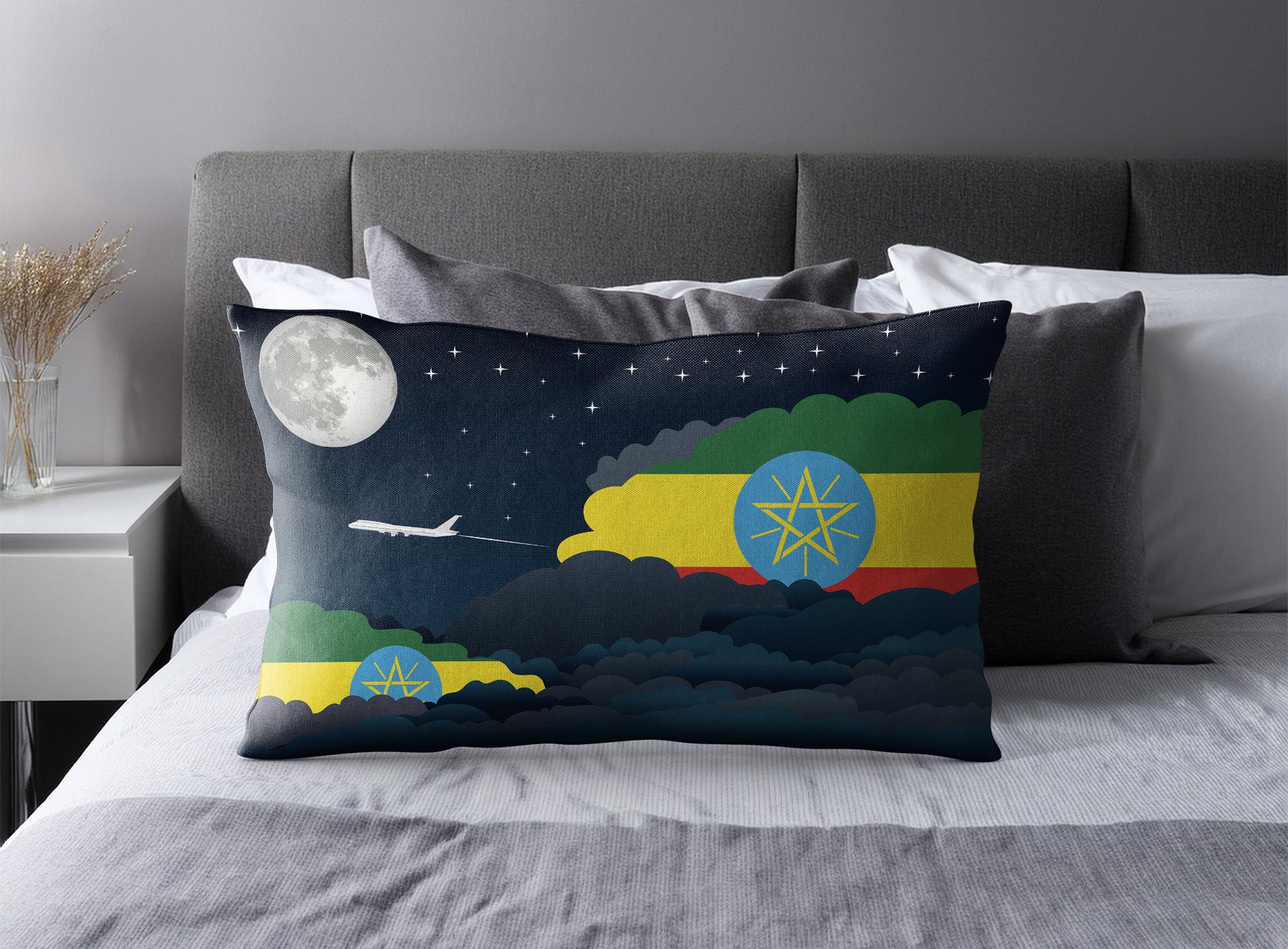 Ethiopia Night Clouds Pillow Case and Pillow Throw