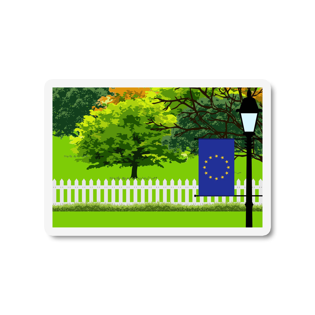 European Union Trees and Street Lamp Sticker