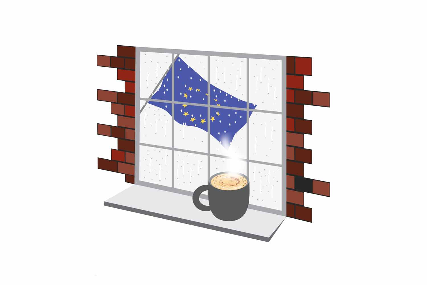 European Union Coffee Rain Window Fridge Magnet