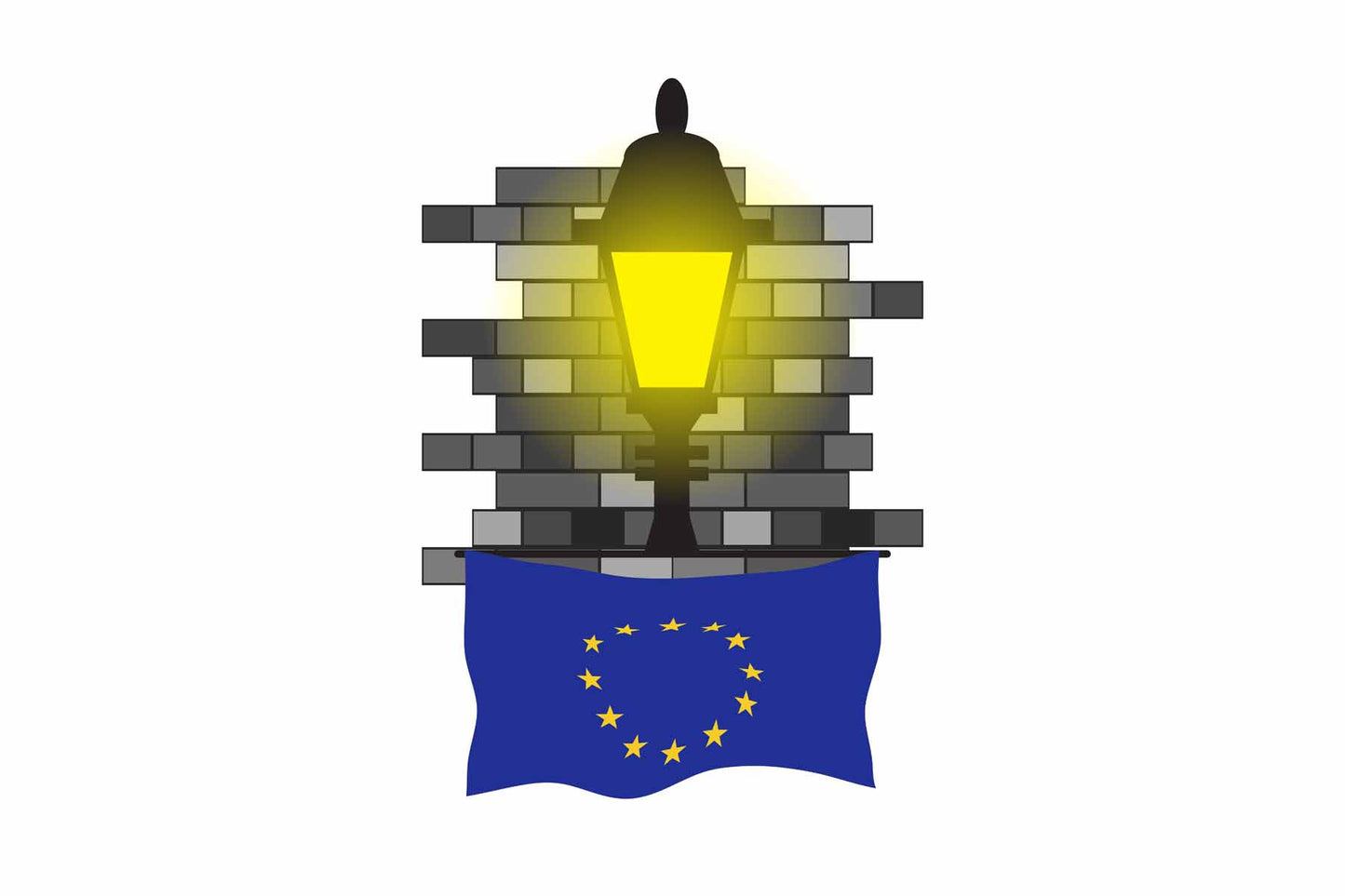 European Union Street Lamp Bricks Fridge Magnet