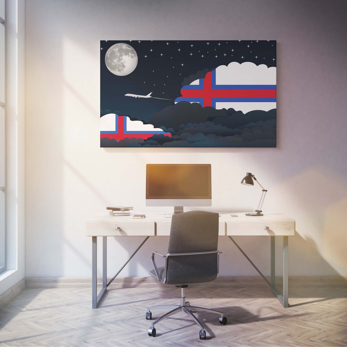 Faroe Islands Night Clouds Canvas Print Framed