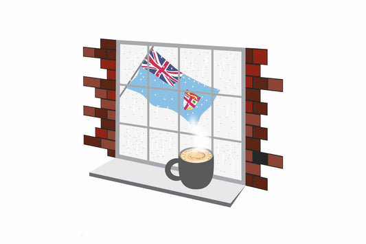 Fiji Coffee Rain Window Fridge Magnet
