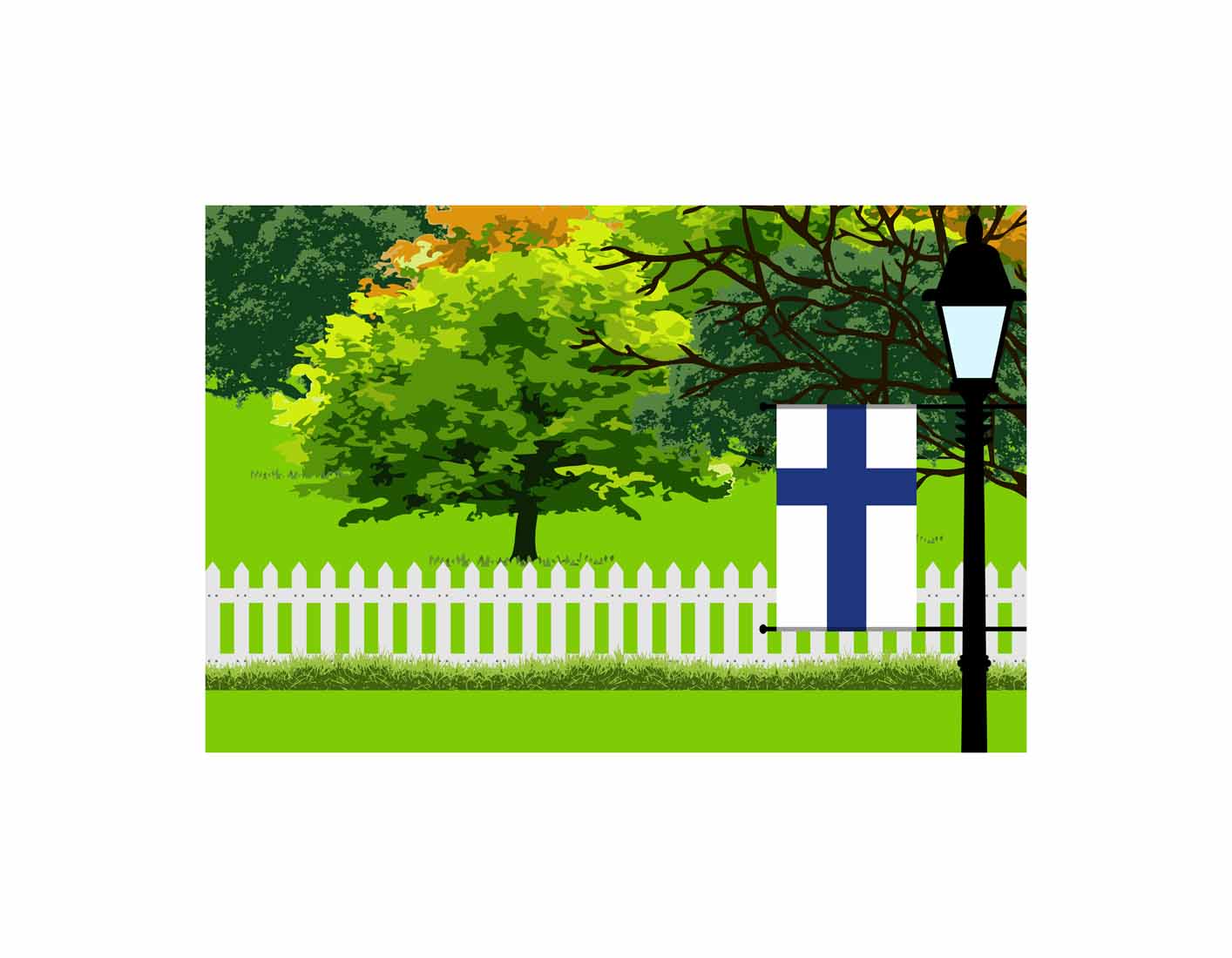 Finland Trees Street Lamp Canvas Print Framed