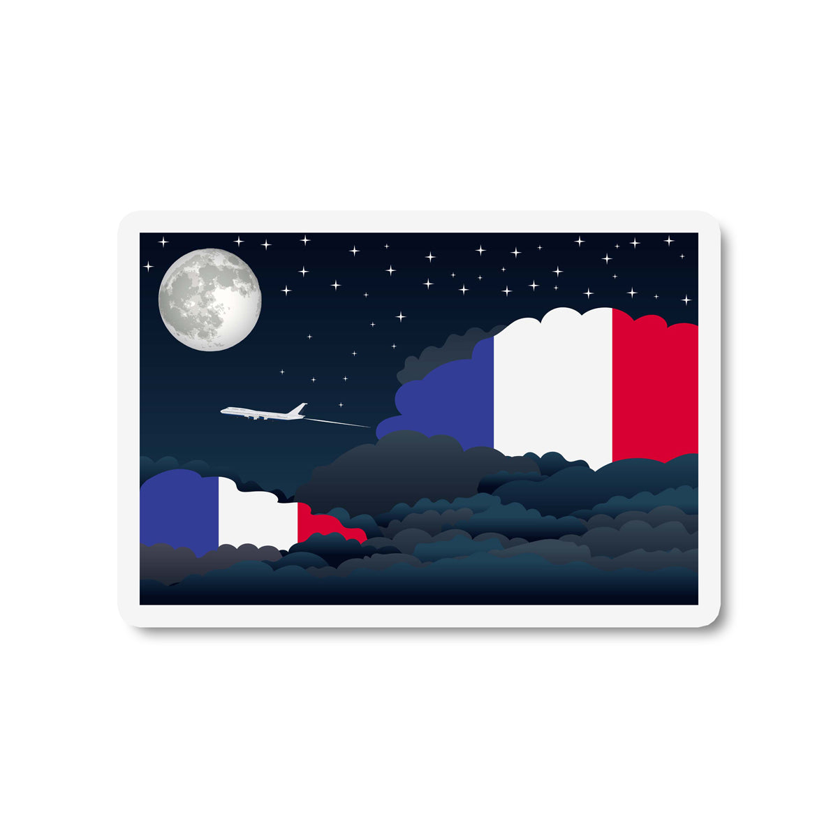 France Night Clouds Fridge Magnet
