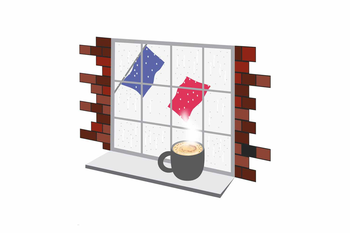 France Coffee Rain Window Fridge Magnet