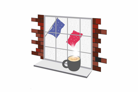 France Coffee Rain Window Fridge Magnet
