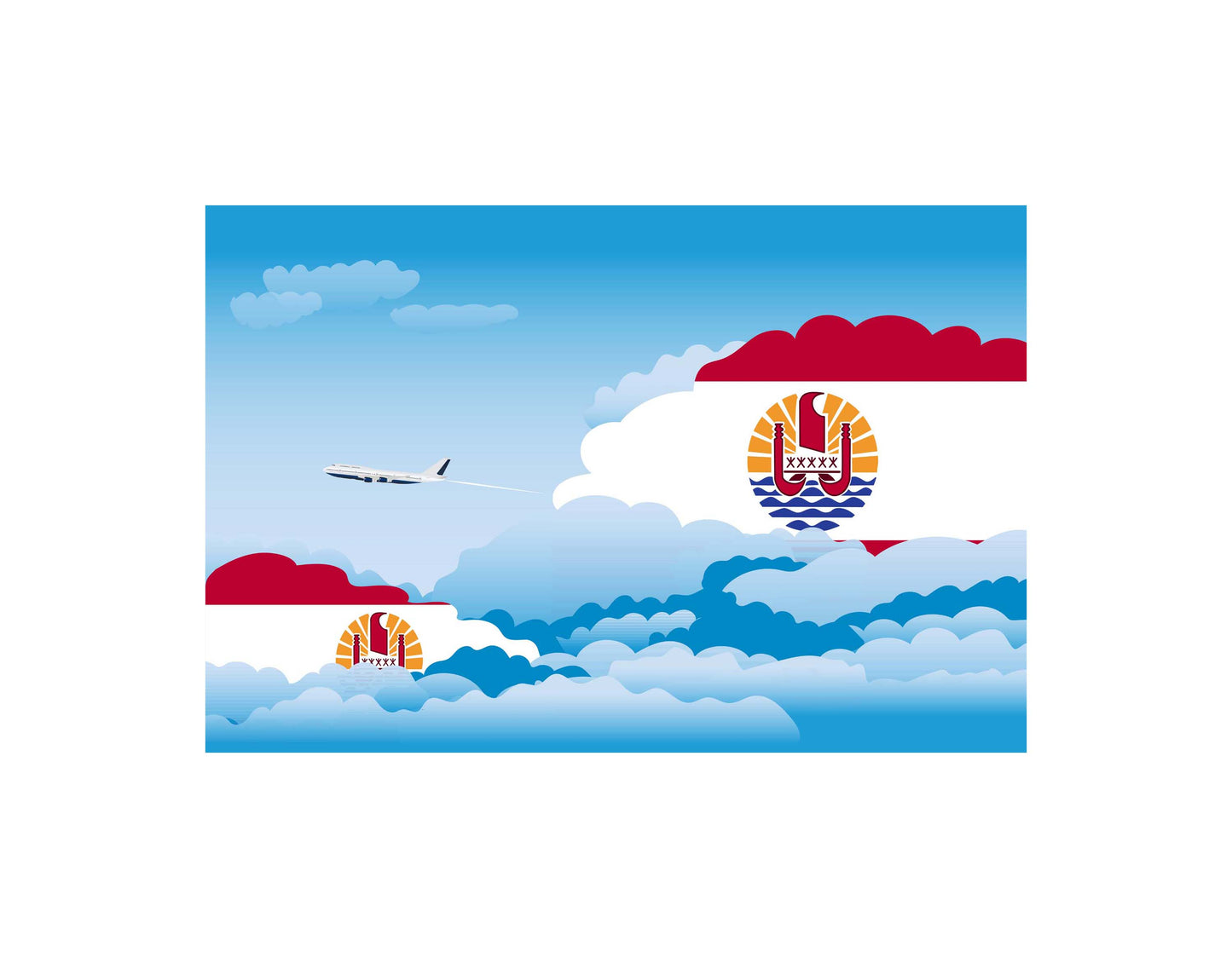 French Polynesia Day Clouds Blankets & Throws | Soft Premium Blankets | City Posters Plus