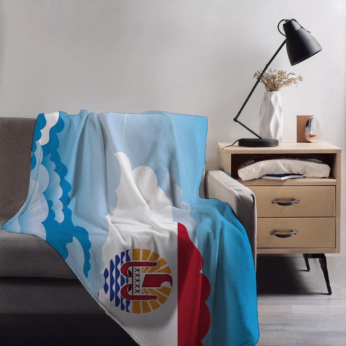 French Polynesia Day Clouds Blanket Throw