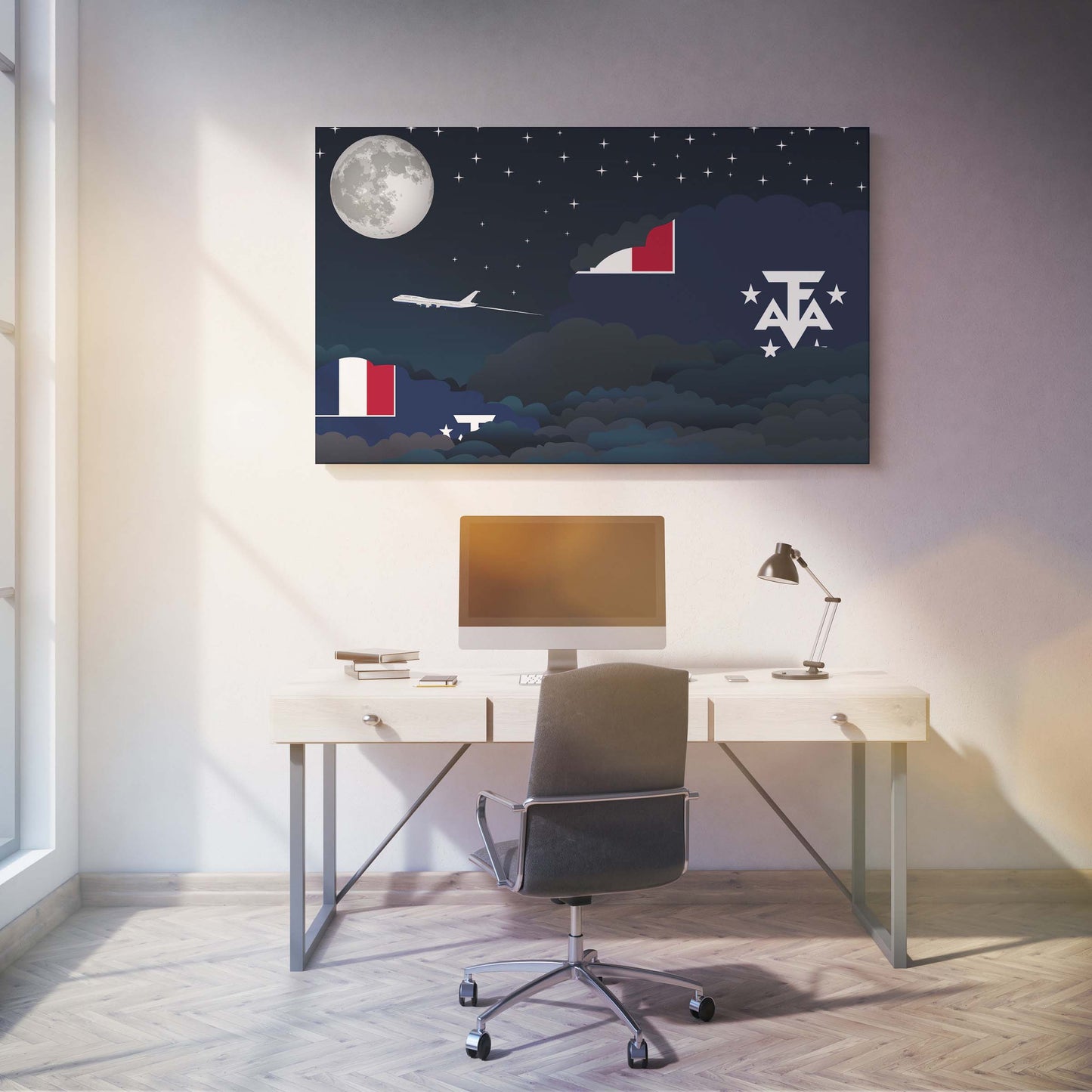 French Southern and Antarctic Lands Night Clouds Canvas Print Framed