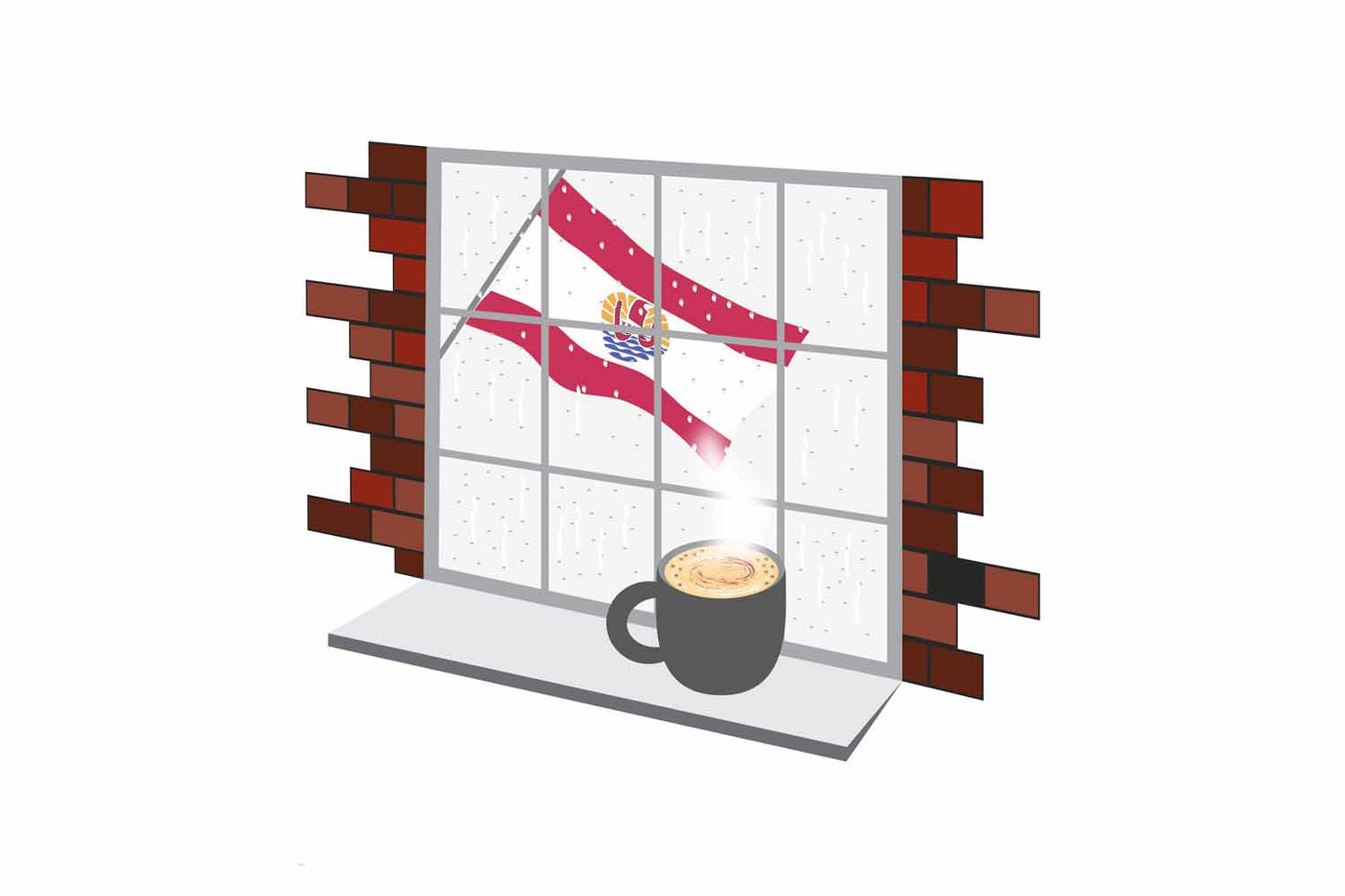 French Polynesia Coffee Rain Window Sticker