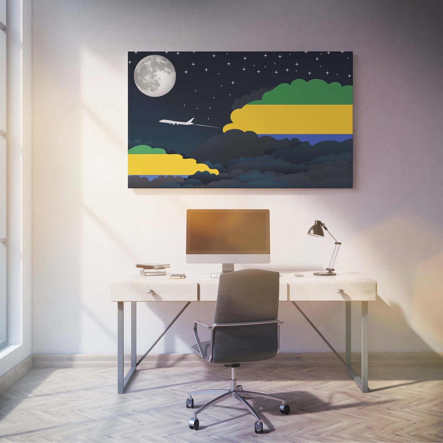 Gabon Night Clouds Canvas Print Framed