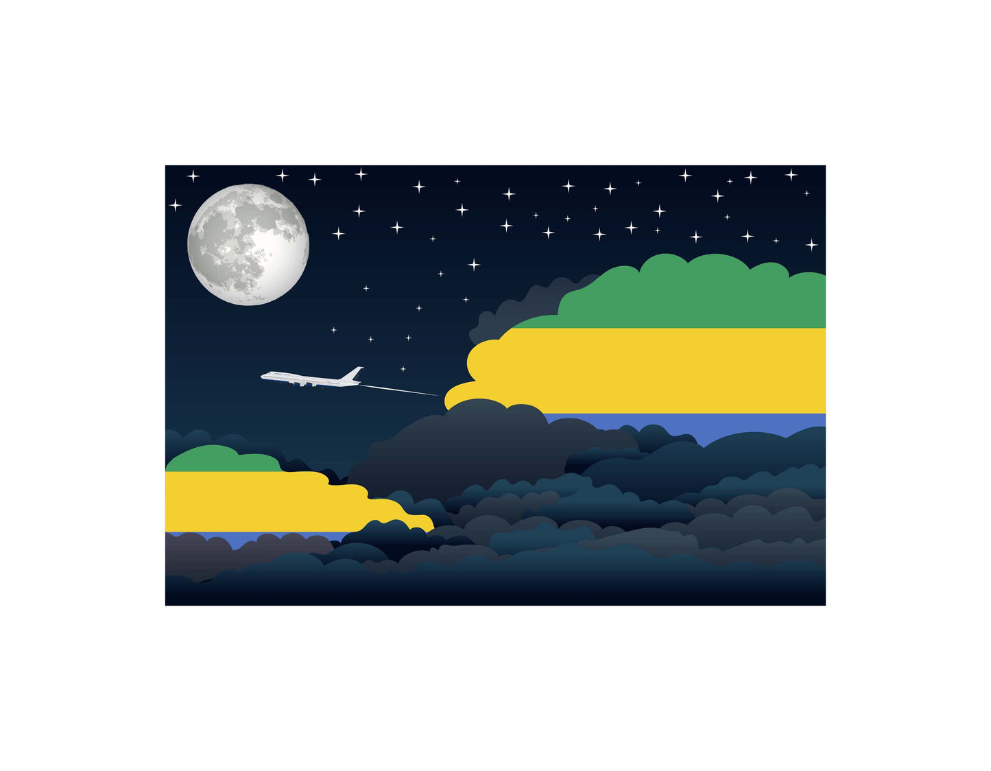 Gabon Night Clouds Canvas Print Framed