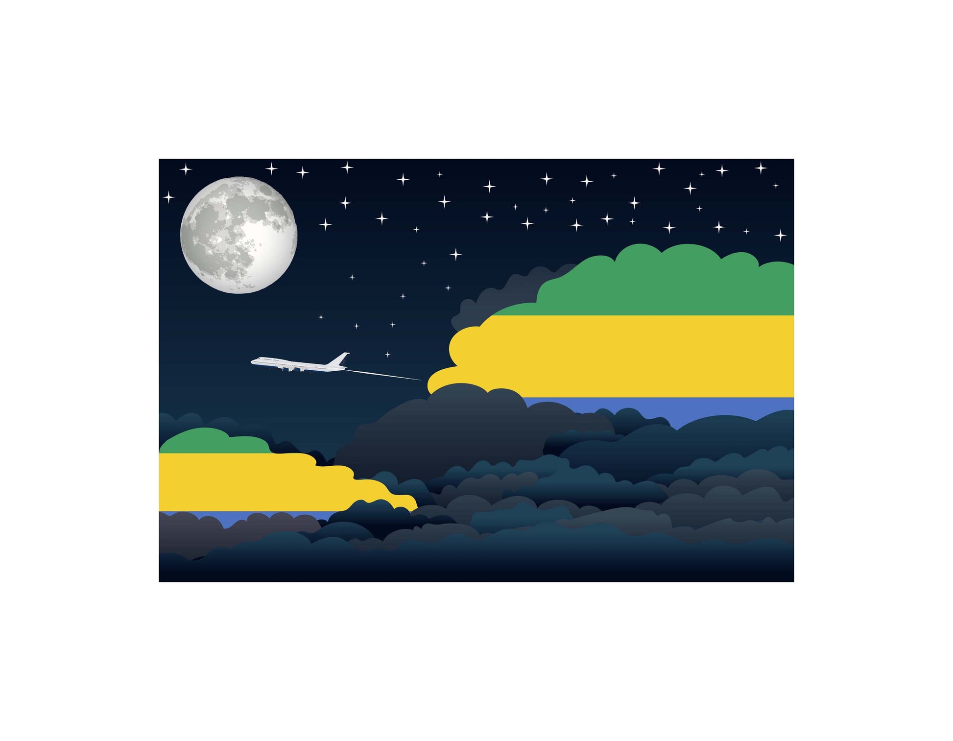 Gabon Night Clouds Canvas Print Framed