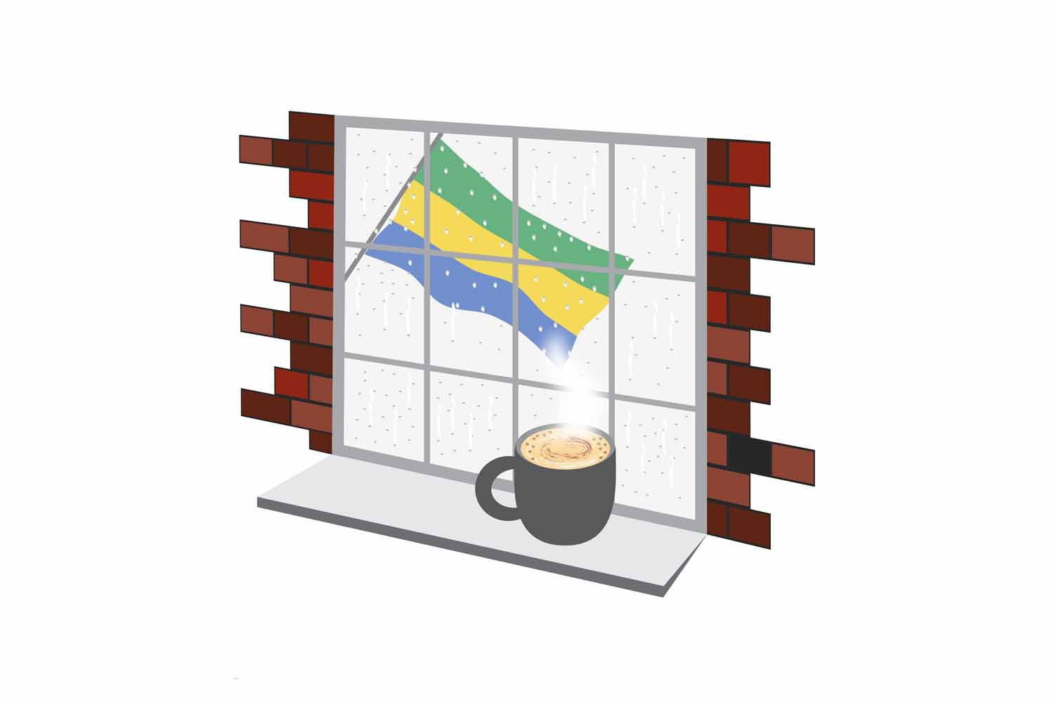 Gabon Coffee Rain Window Fridge Magnet