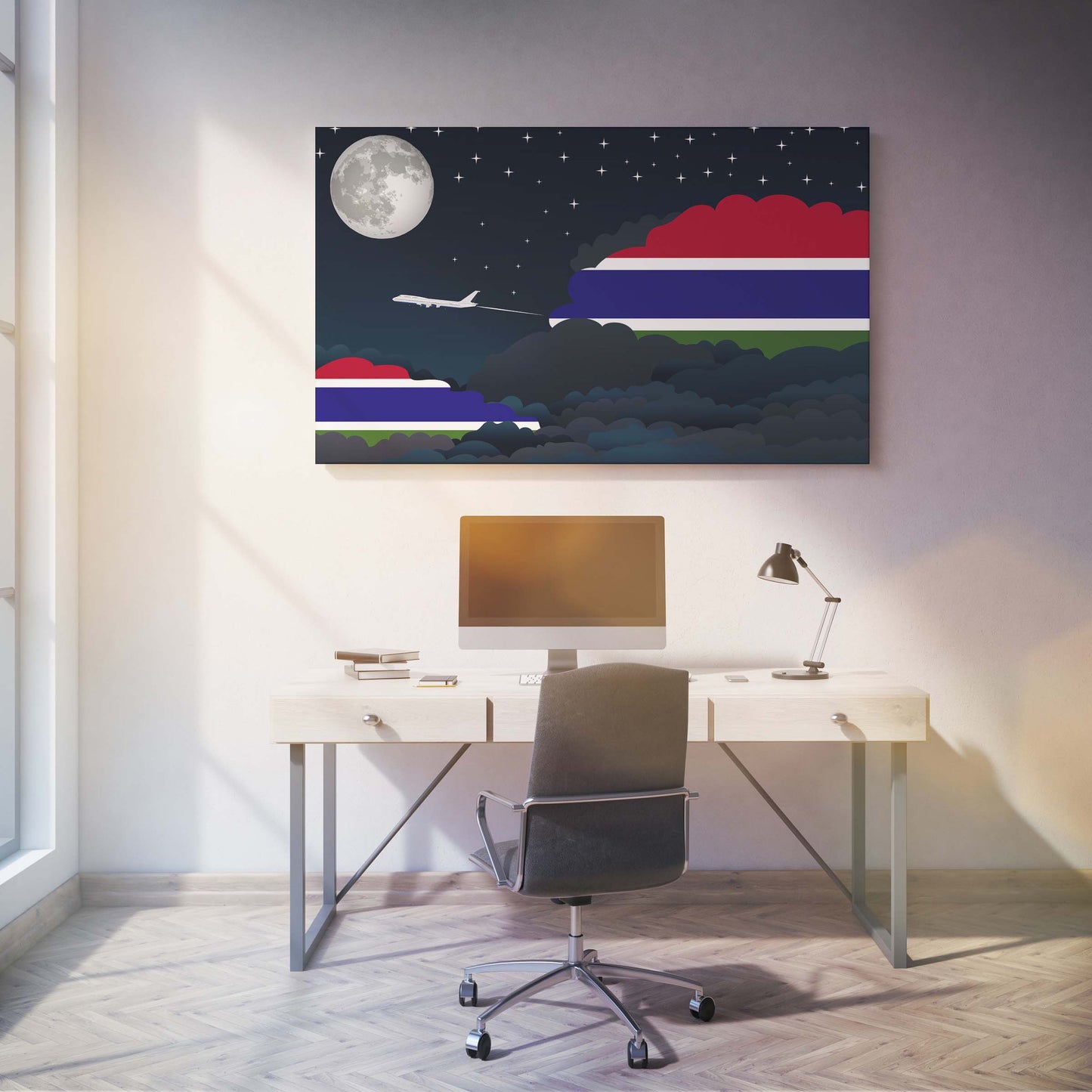 Gambia Night Clouds Canvas Print Framed