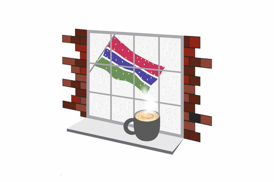 Gambia Coffee Rain Window Sticker