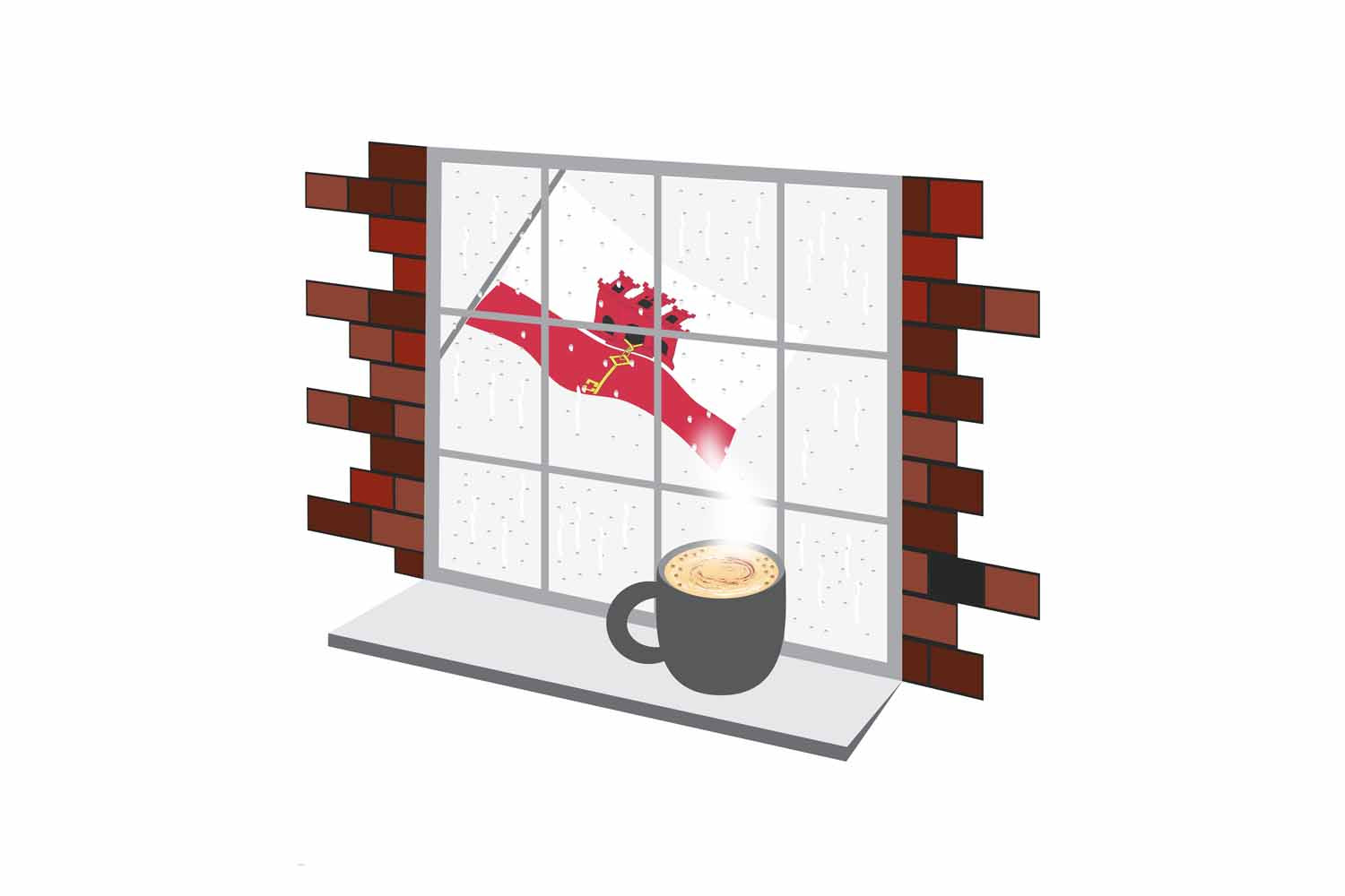 Gibraltar Coffee Rain Window Fridge Magnet