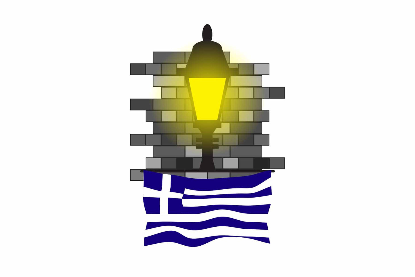 Greece Street Lamp Bricks Fridge Magnet