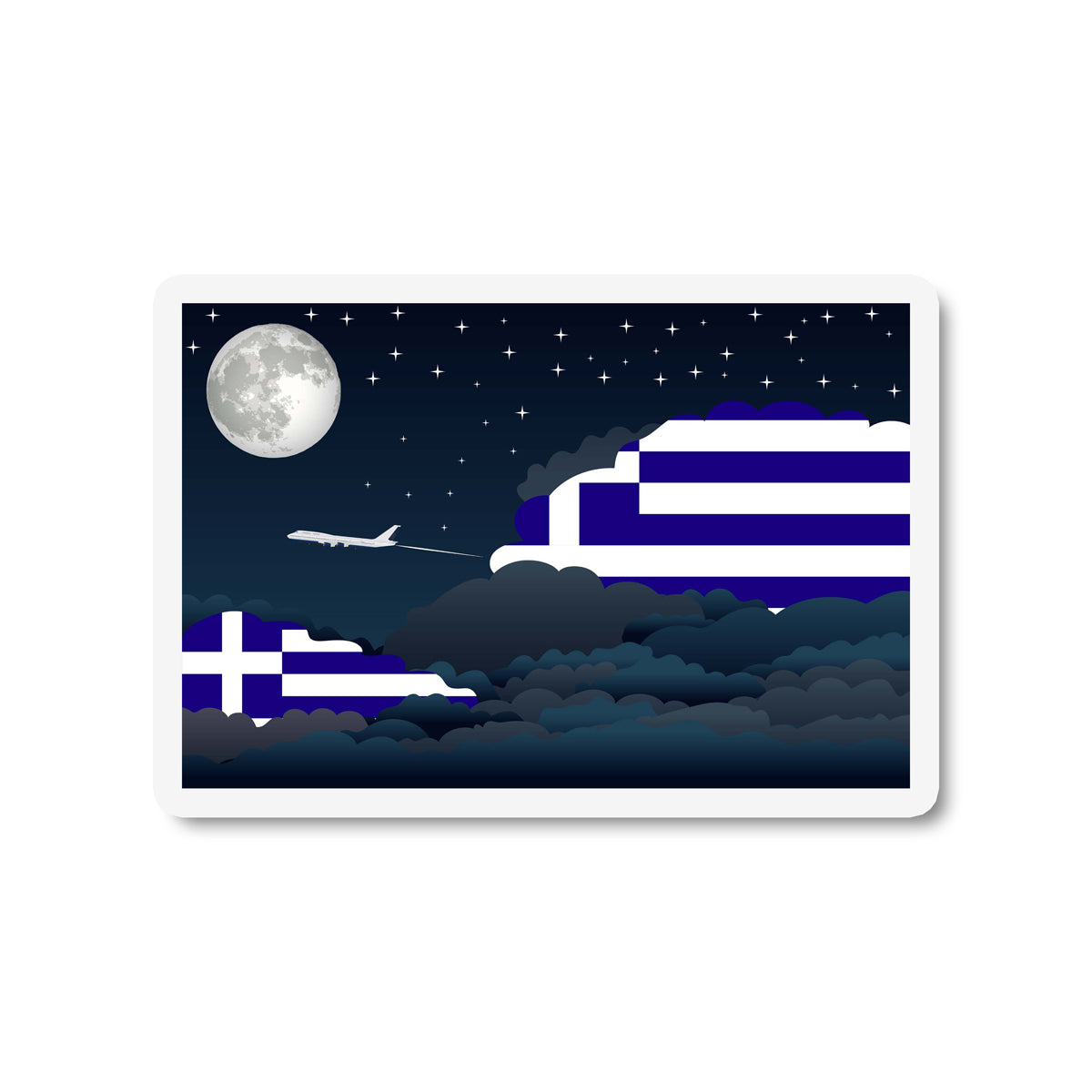 Greece Night Clouds Fridge Magnet