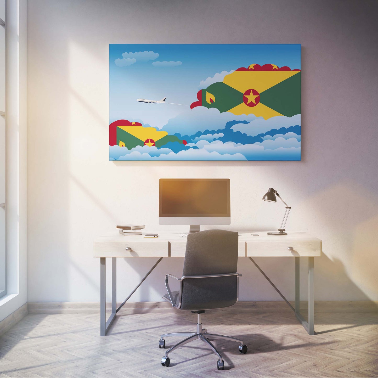Grenada Day Clouds Canvas Print Framed