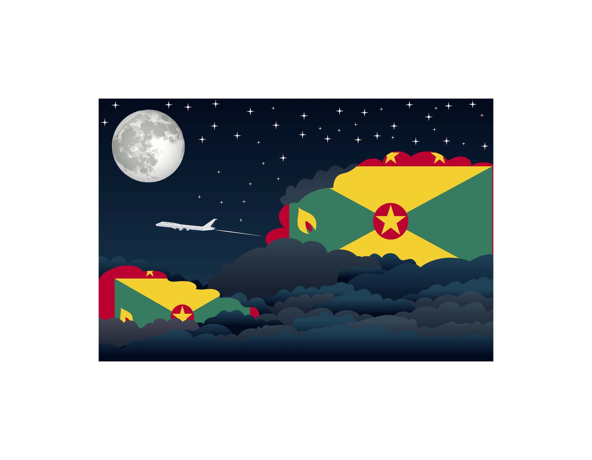 Grenada Night Clouds Canvas Print Framed