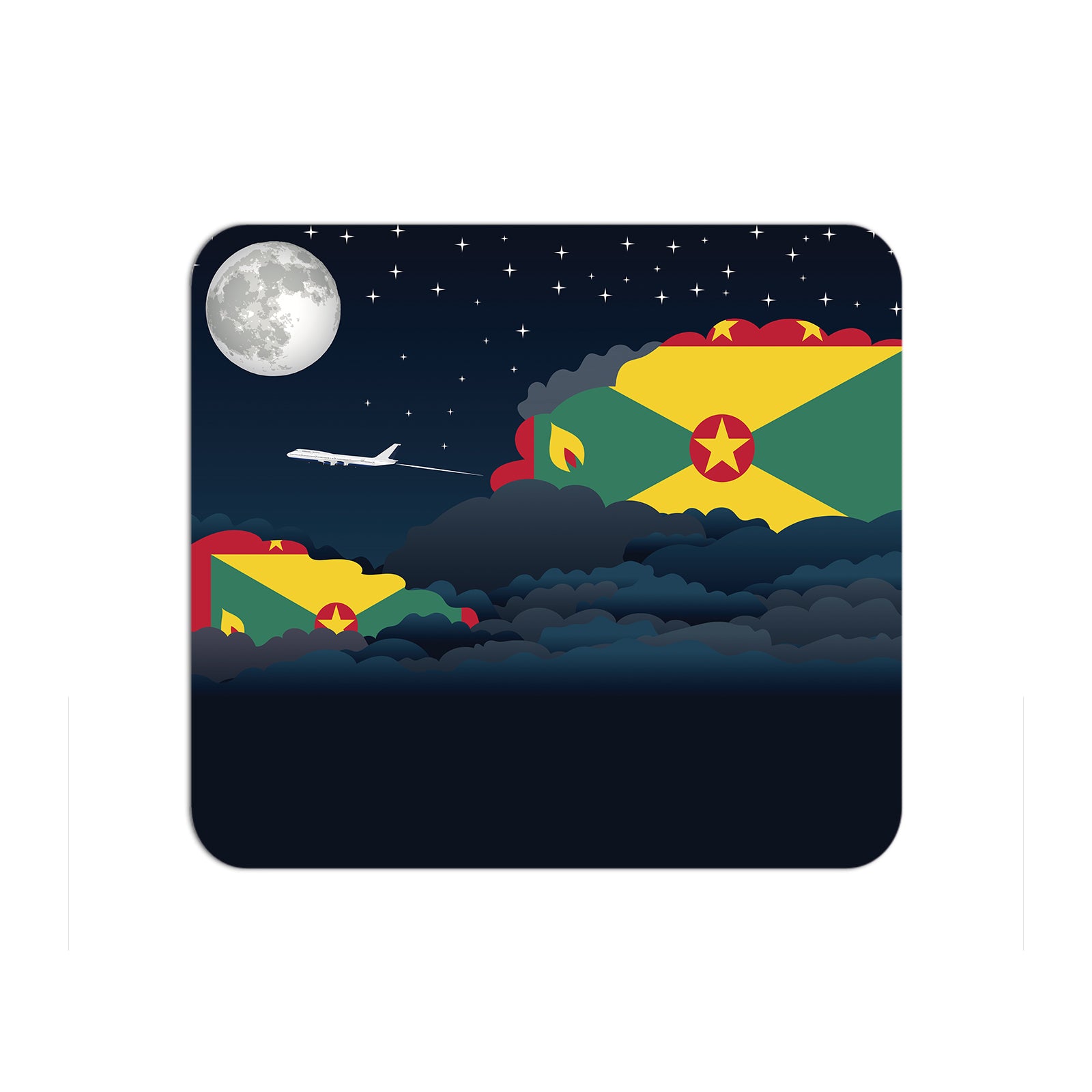 Grenada Airplane Airport Flight Night Clouds Mousepad 