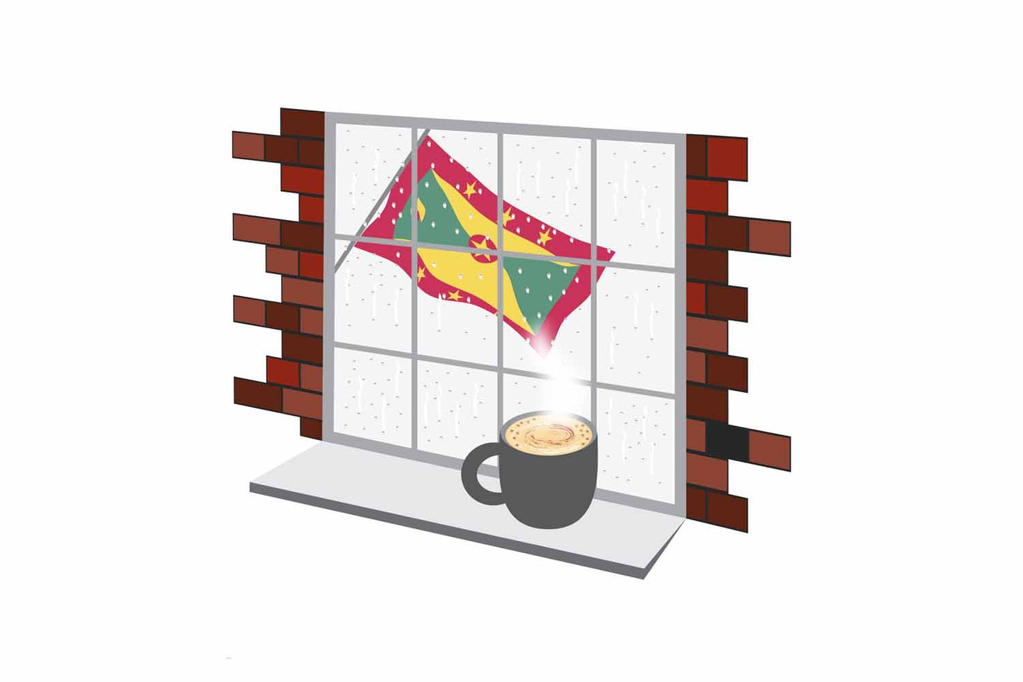 Grenada Coffee Rain Window Fridge Magnet
