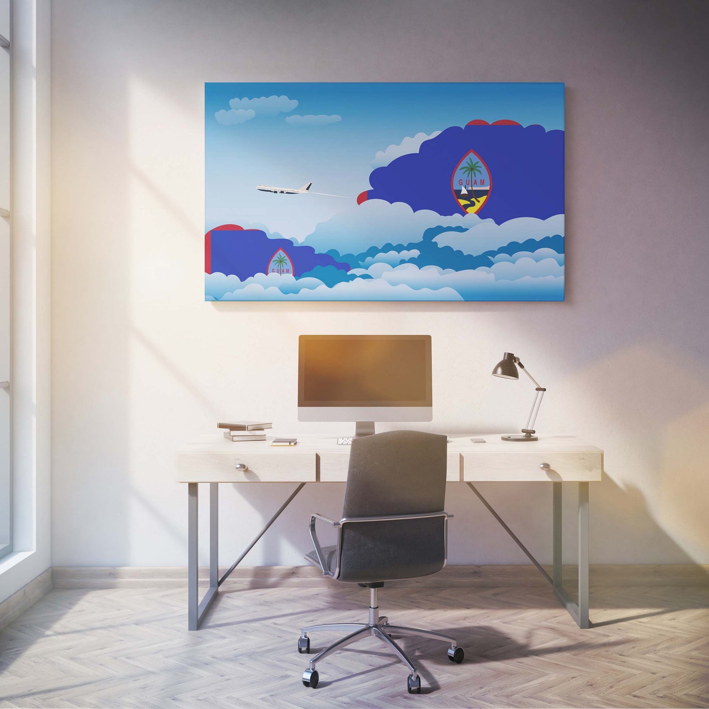 Guam Day Clouds Canvas Print Framed