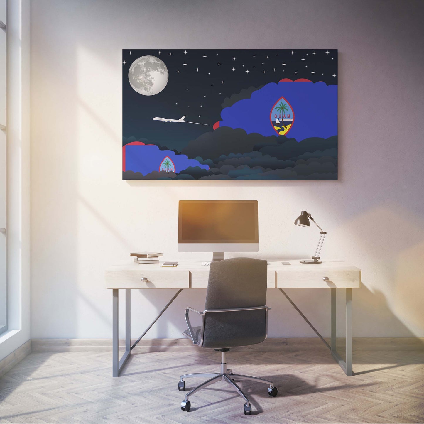 Guam Night Clouds Canvas Print Framed